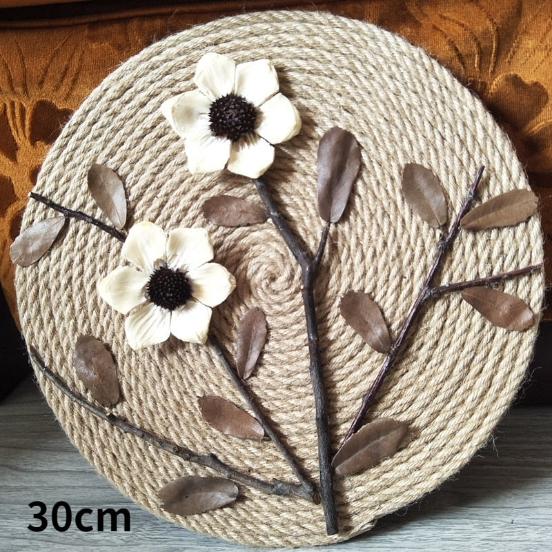 FloraRattan | Handwoven Rattan Wall Decor with Embossed Flowers