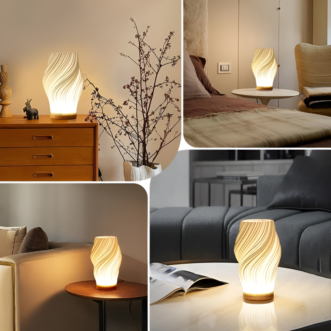 WaveLume | 3D Wave Table Lamp with Elegant Metal Base