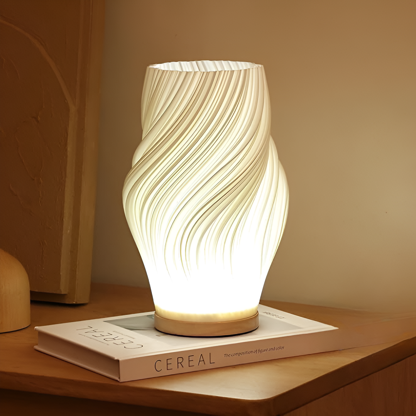 WaveLume | 3D Wave Table Lamp with Elegant Metal Base