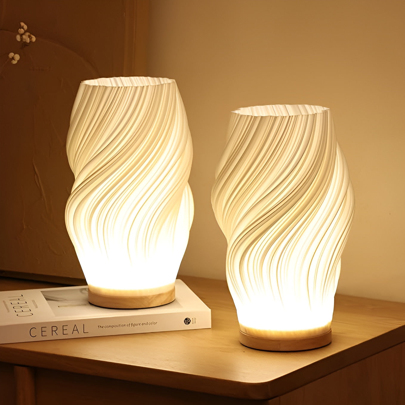 WaveLume | 3D Wave Table Lamp with Elegant Metal Base