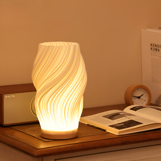 WaveLume | 3D Wave Table Lamp with Elegant Metal Base