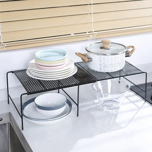 Adjustable Metal Shelf Organizer | Sleek Space-Saving Rack for Cabinets & Counters