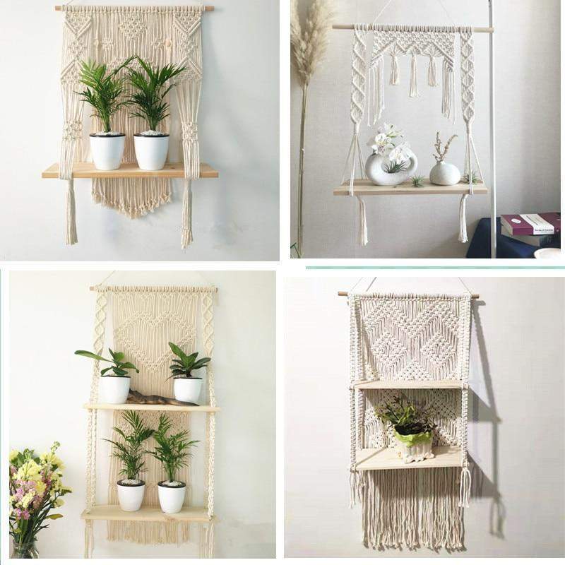 TerraLoom | Boho Chic Macramé Hanging Shelf