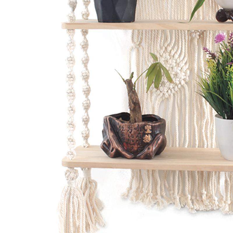 TerraLoom | Boho Chic Macramé Hanging Shelf