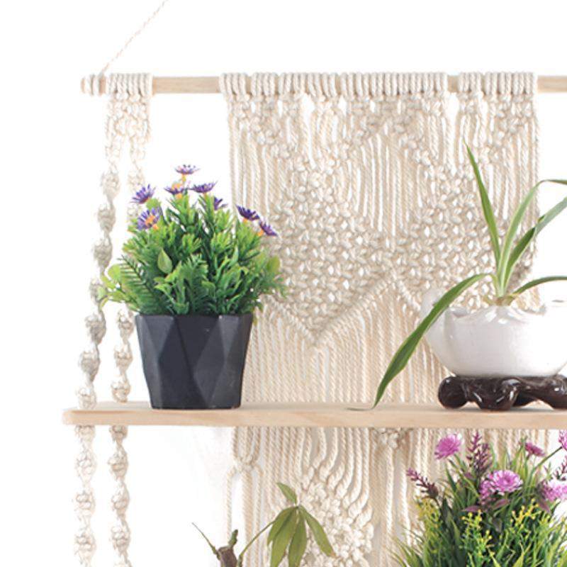 TerraLoom | Boho Chic Macramé Hanging Shelf