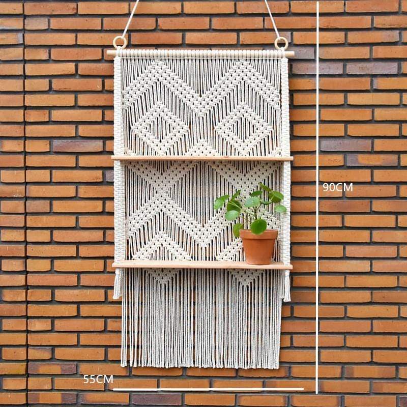 TerraLoom | Boho Chic Macramé Hanging Shelf