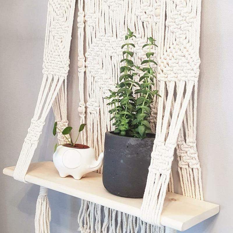 TerraLoom | Boho Chic Macramé Hanging Shelf