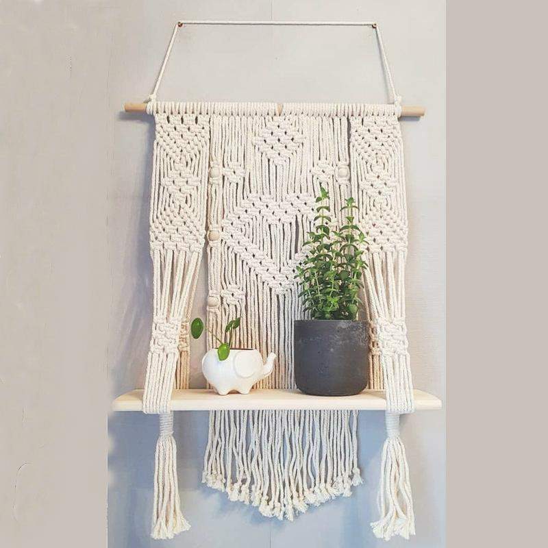 TerraLoom | Boho Chic Macramé Hanging Shelf