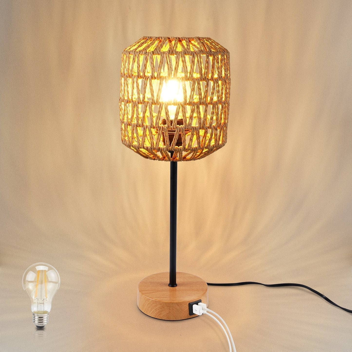 RattanGlow | 3-Way Dimmable Rattan Table Lamp