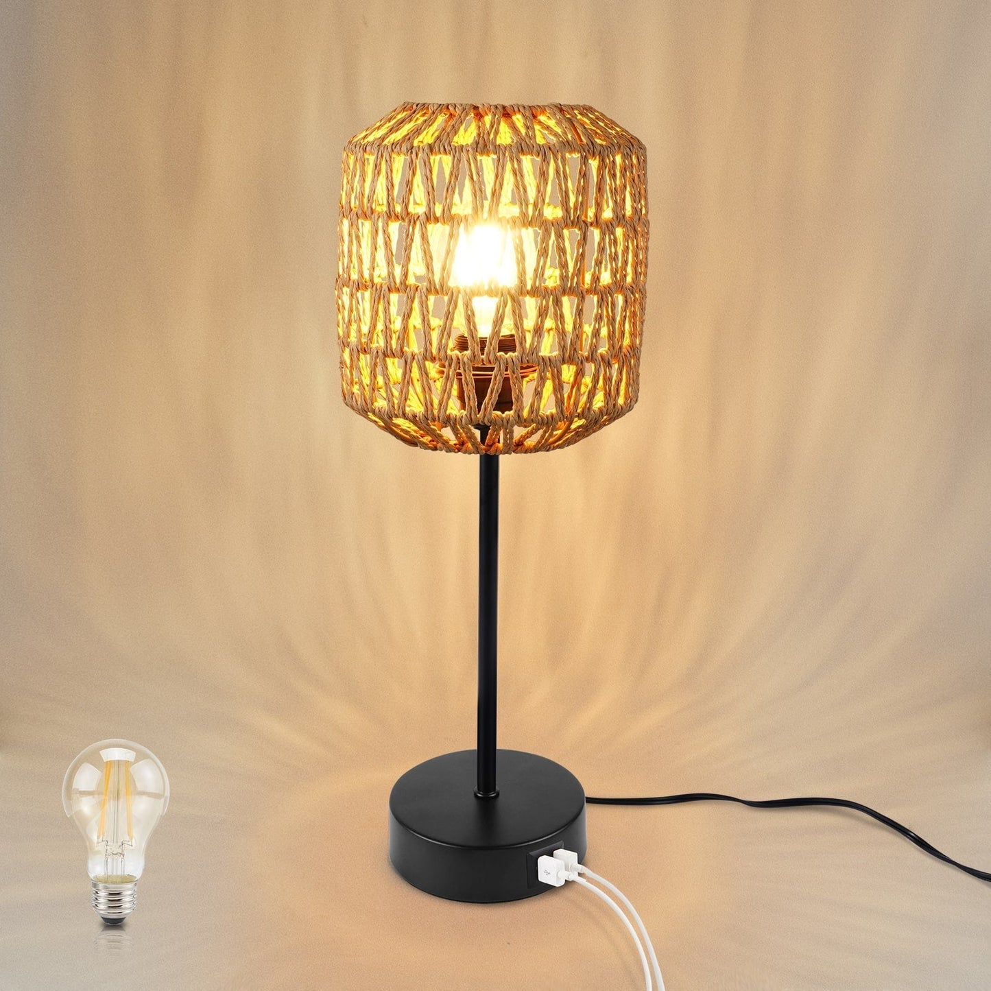 RattanGlow | 3-Way Dimmable Rattan Table Lamp