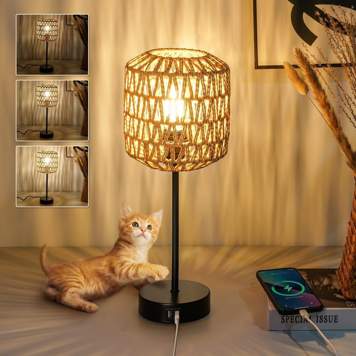 RattanGlow | 3-Way Dimmable Rattan Table Lamp