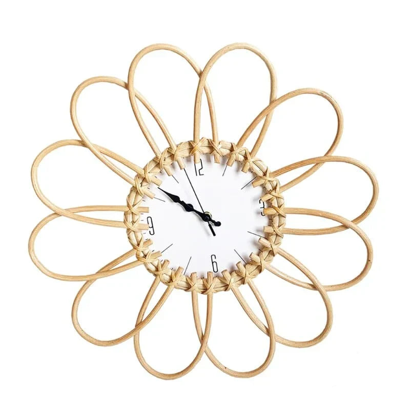 Boho Chic Time | Handwoven Rattan Wall Clock