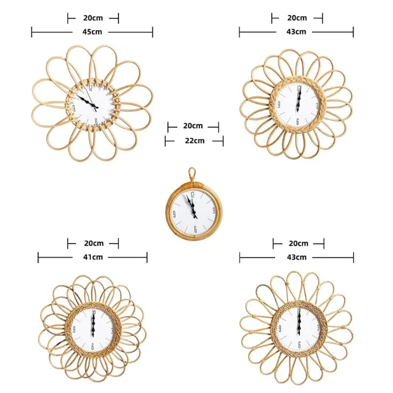 TerraNest | Boho Rattan Wall Clock