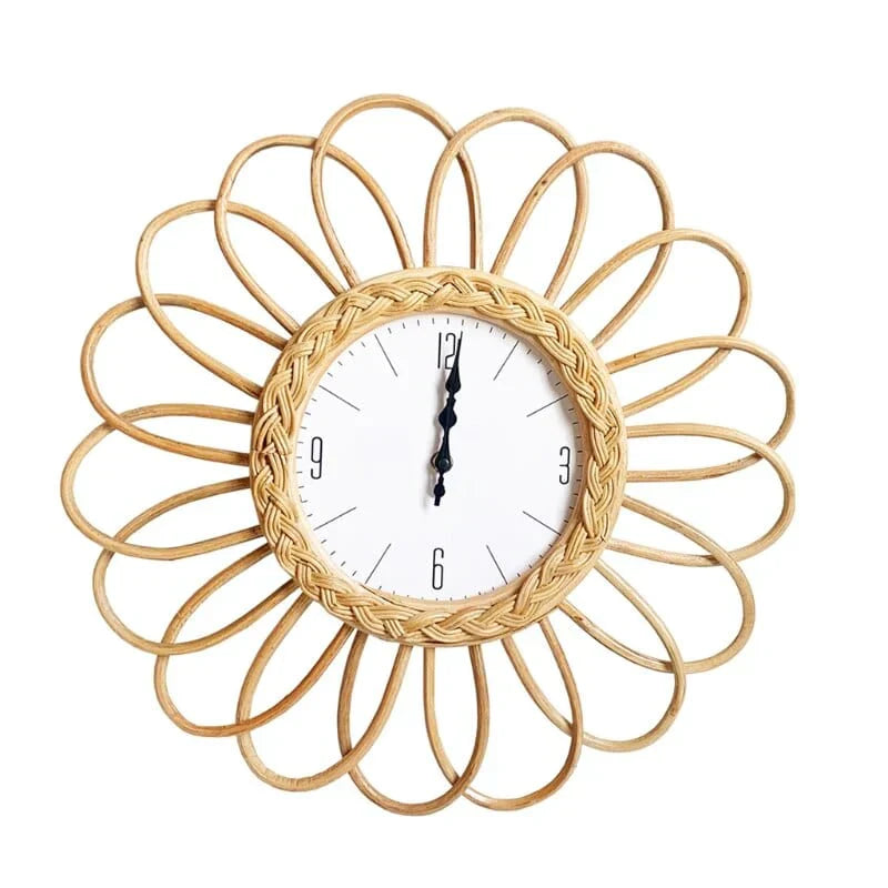 Boho Chic Time | Handwoven Rattan Wall Clock