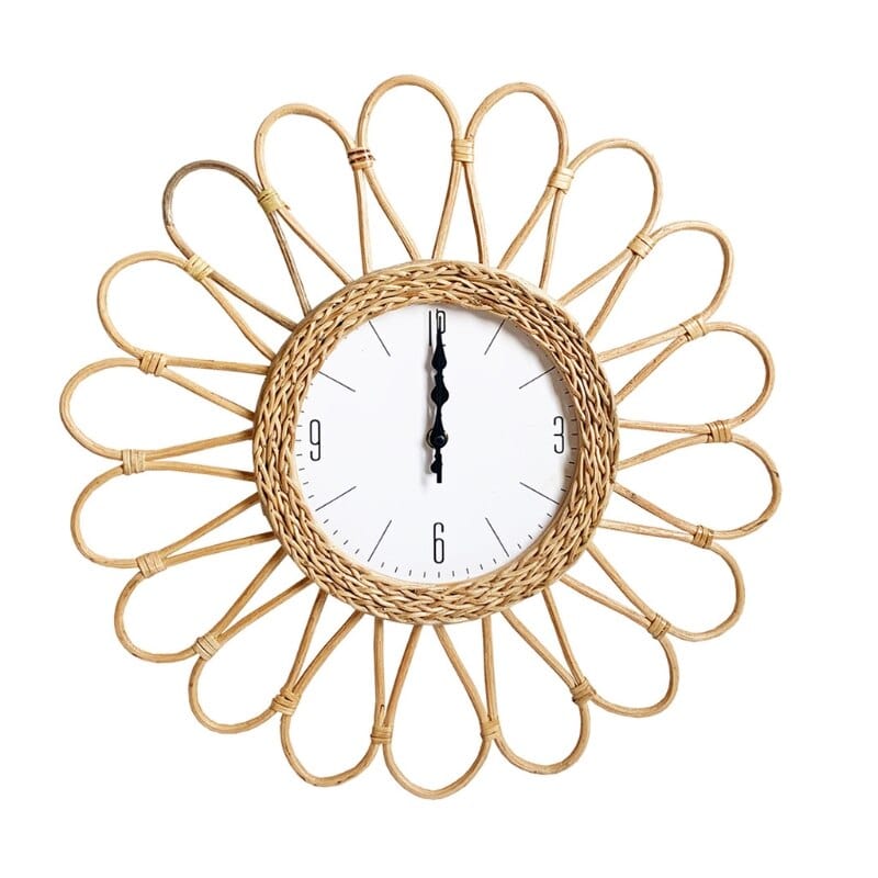 Boho Chic Time | Handwoven Rattan Wall Clock