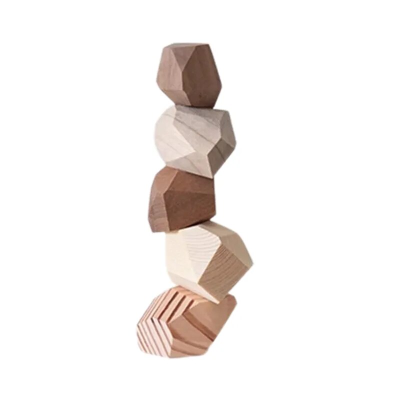 TranquilStack | Creative Wooden Stone-Shaped Zen Decor