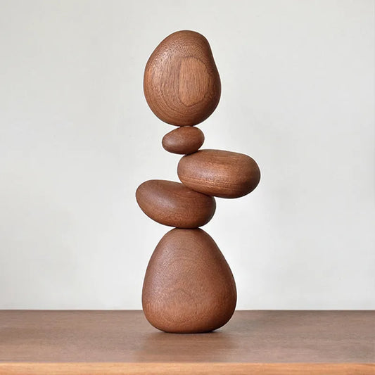 TranquilStack | Creative Wooden Stone-Shaped Zen Decor