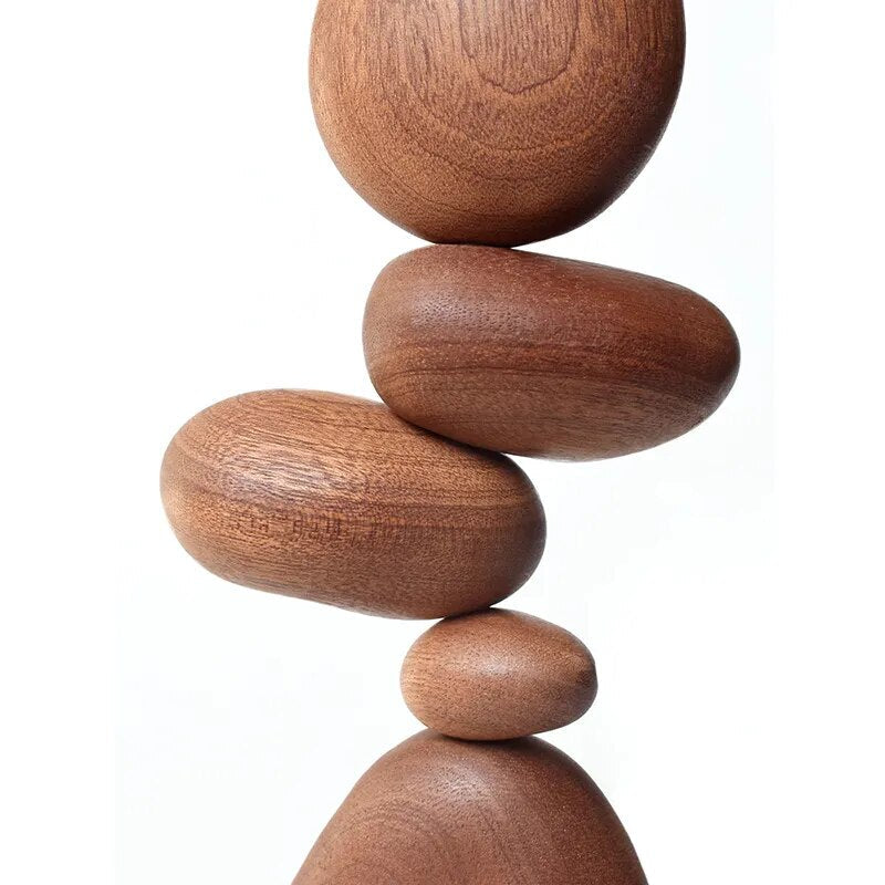 TranquilStack | Creative Wooden Stone-Shaped Zen Decor