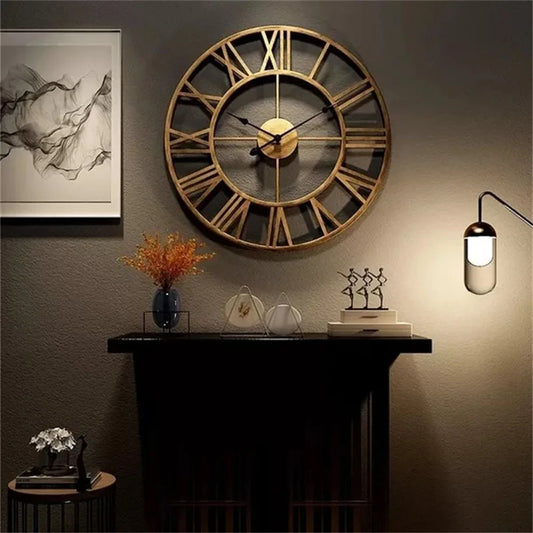 TimeLore | Vintage Metal Wall Clock with Roman Numerals