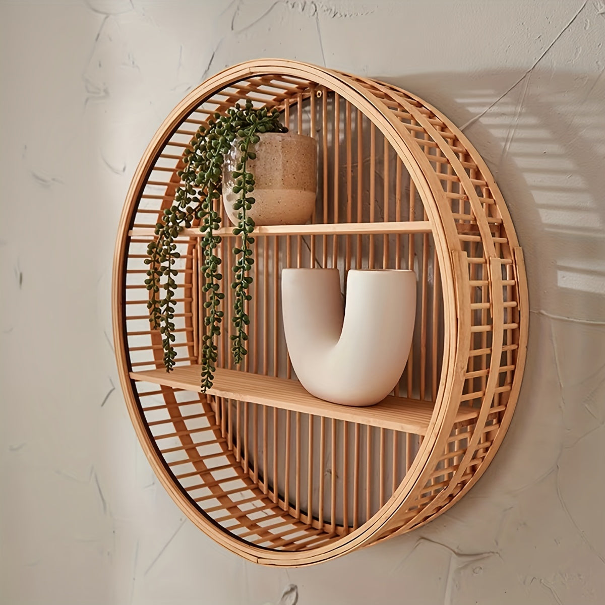 BambooHarmony | Boho Handmade Bamboo Wall Shelf