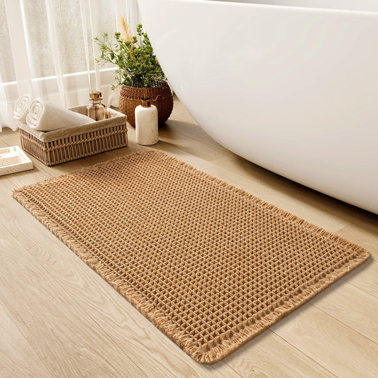 AbsorbMat | Cozy Waffle Bath Mat with Tassels