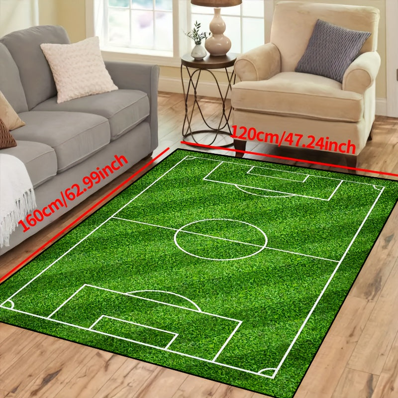 Soccer Field Rug | Non-Slip, Washable Lounge Mat
