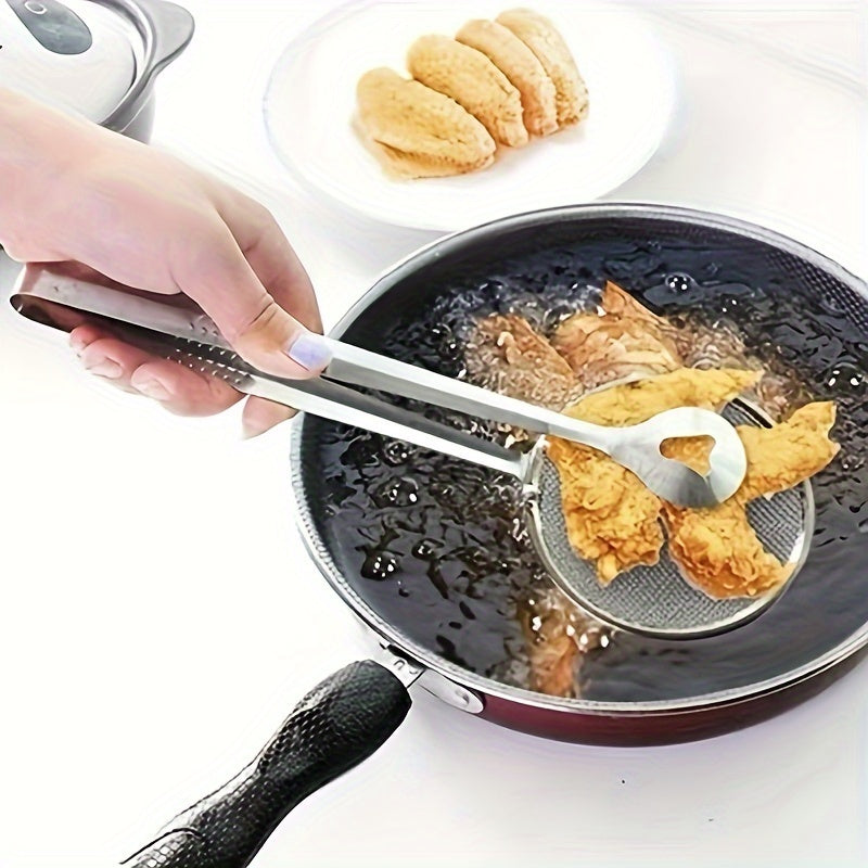 FryMaster | Heat-Resistant Stainless Steel Frying Tongs with Built-In Strainer