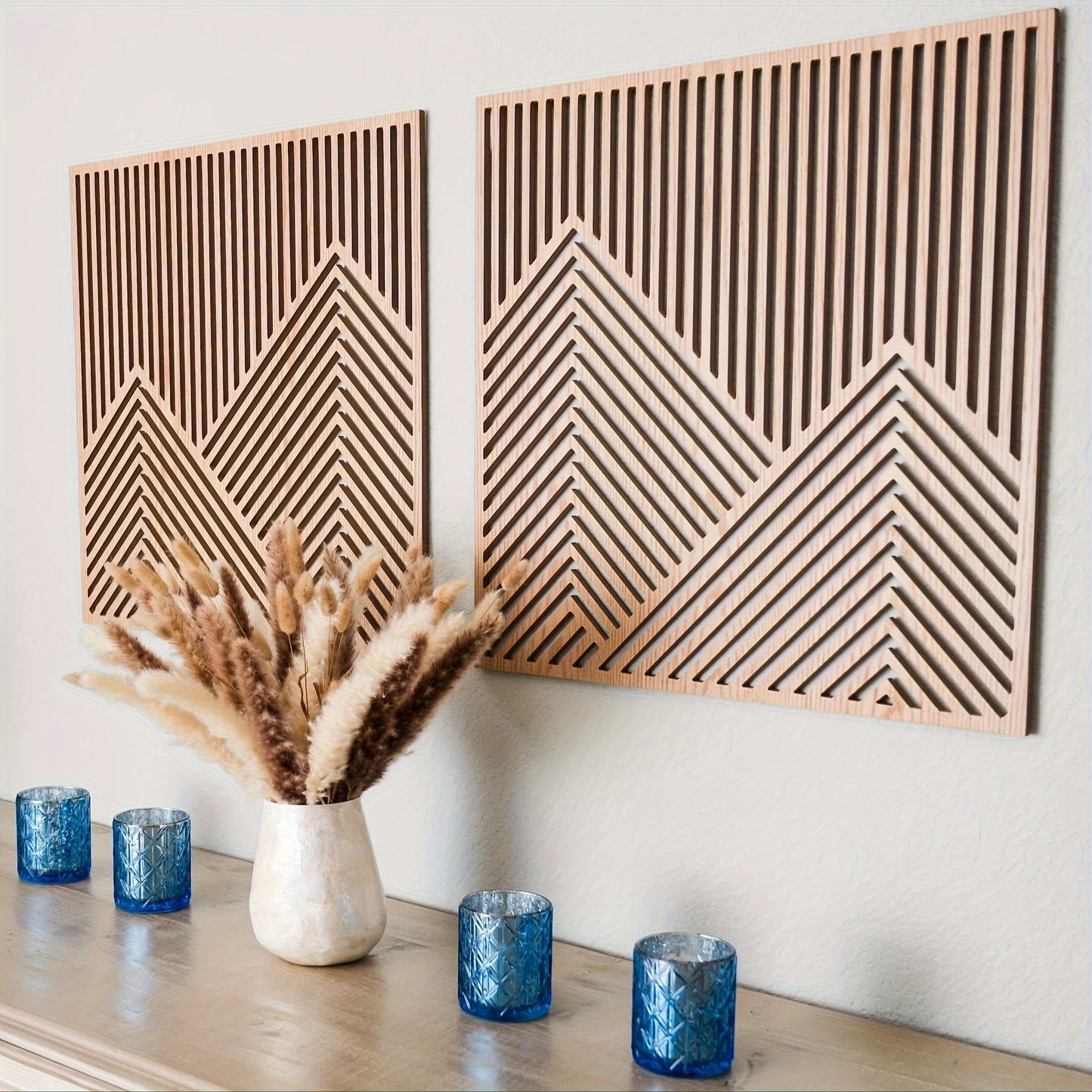 TranquilPeaks | Minimalist Wooden Mountain Wall Art Panels