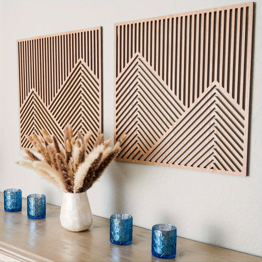 TranquilPeaks | Minimalist Wooden Mountain Wall Art Panels