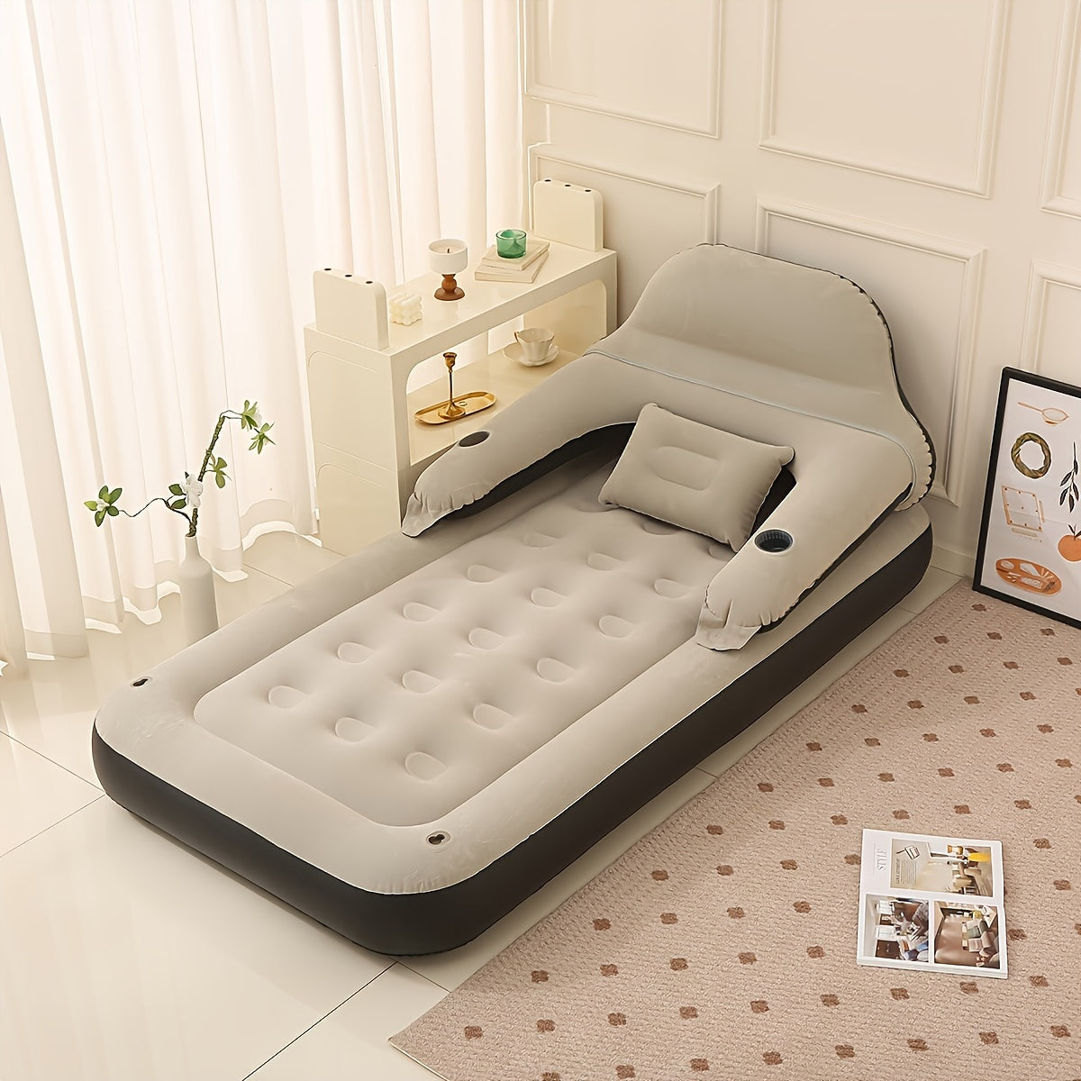 ComfortFlow | Inflatable Mattress with Built-In Pump, Headrest & Backrest