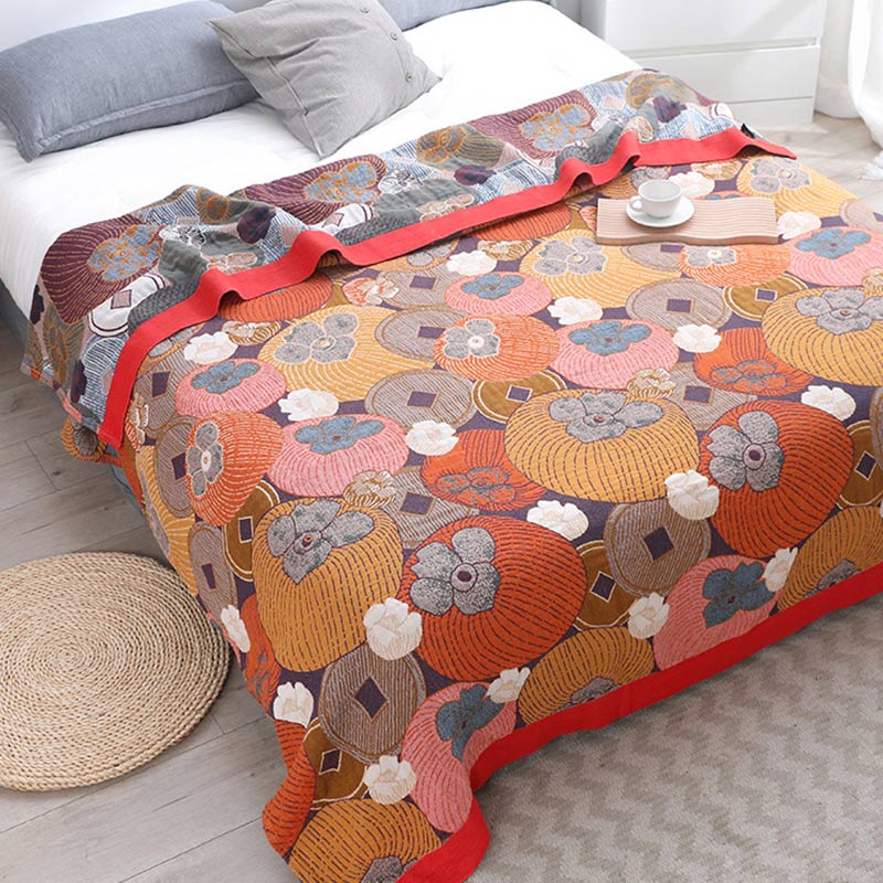 Persimmon Bliss | Soft & Breathable Reversible Cotton Gauze Quilt