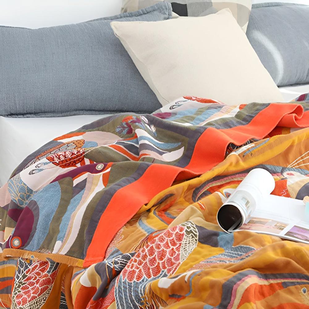 TropiToucan | Cotton Throw – Playful Jungle Vibes in Soft Woven Comfort