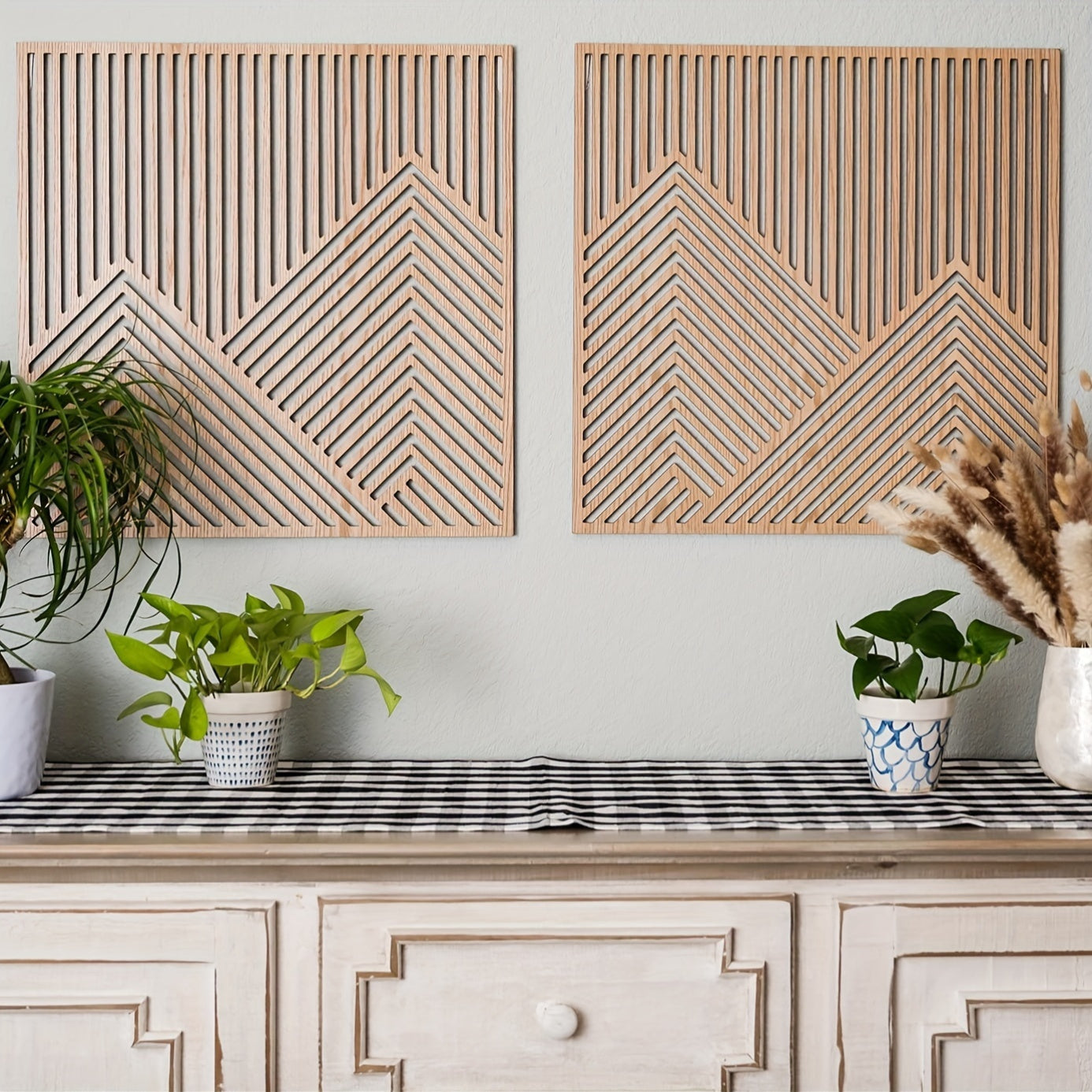 TranquilPeaks | Minimalist Wooden Mountain Wall Art Panels