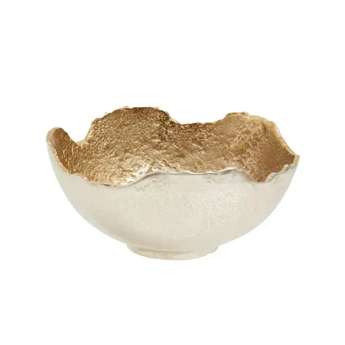 LuxeBlend | Artistic Dual-Tone Silver & Gold Decorative Accent Bowl