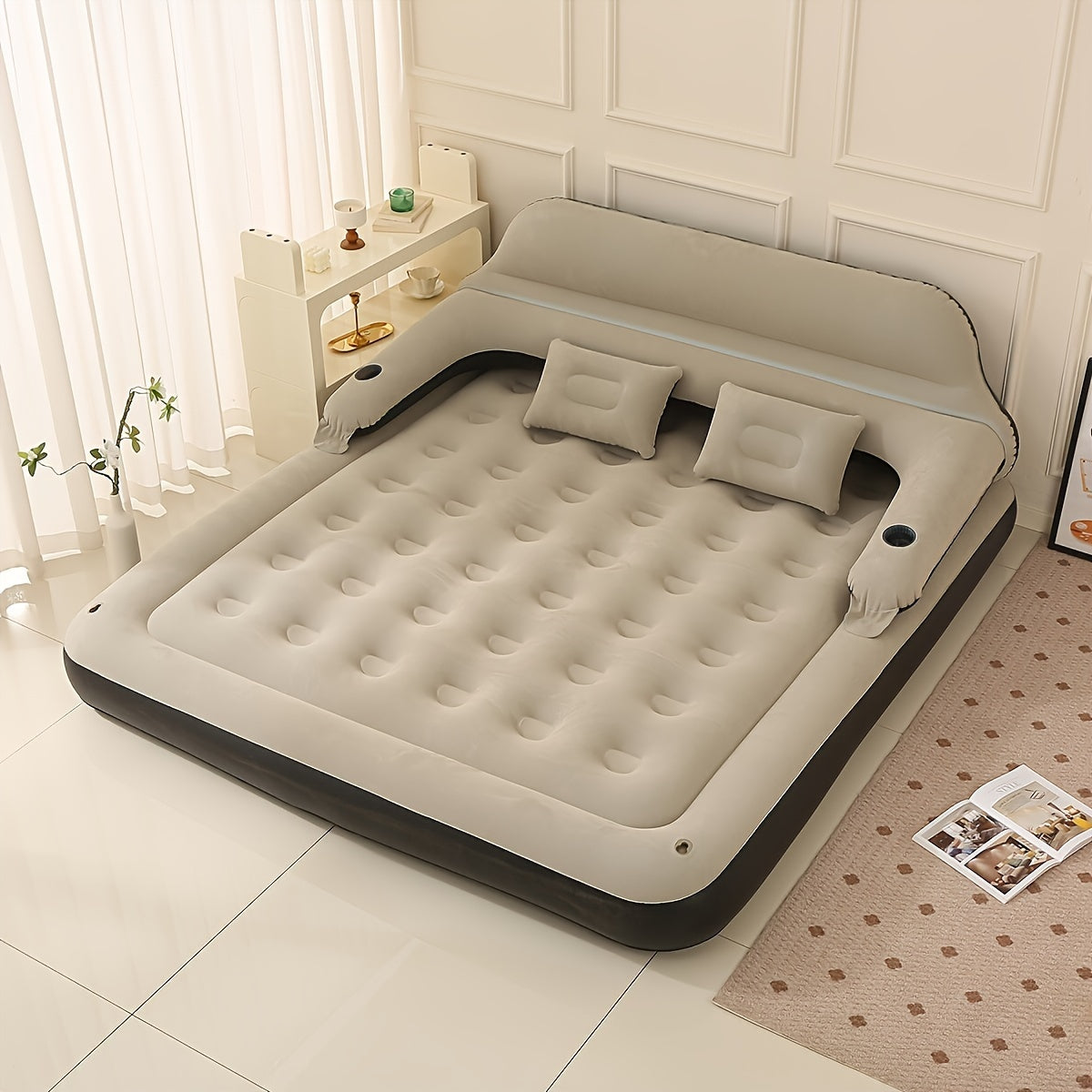 ComfortFlow | Inflatable Mattress with Built-In Pump, Headrest & Backrest