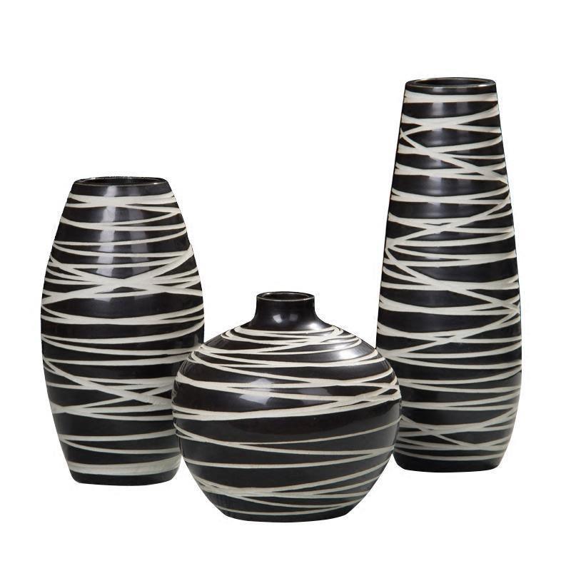 Contrast Elegance | Geometric Abstract Vases