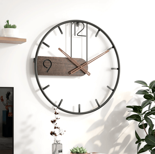 FusionClock | Contemporary Large Round Iron Wall Clock