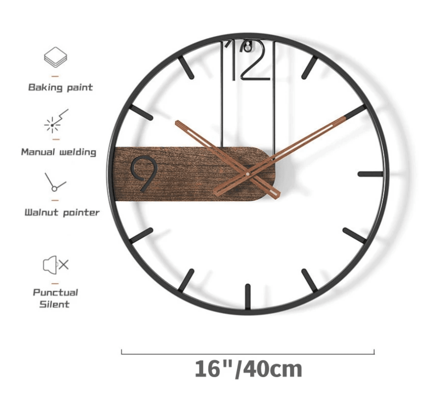 FusionClock | Contemporary Large Round Iron Wall Clock