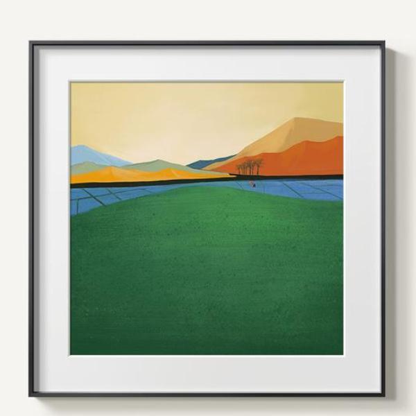 HorizonWhisper | Abstract Mountain View Wall Art