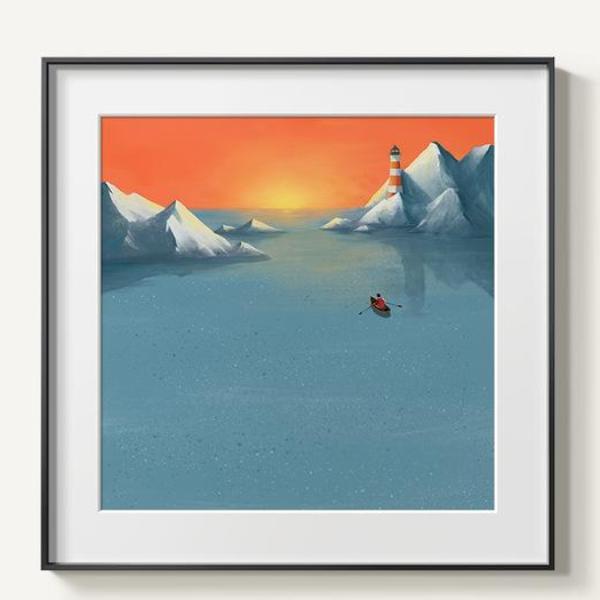 HorizonWhisper | Abstract Mountain View Wall Art