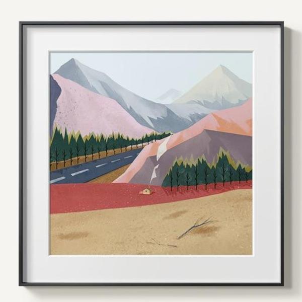 HorizonWhisper | Abstract Mountain View Wall Art