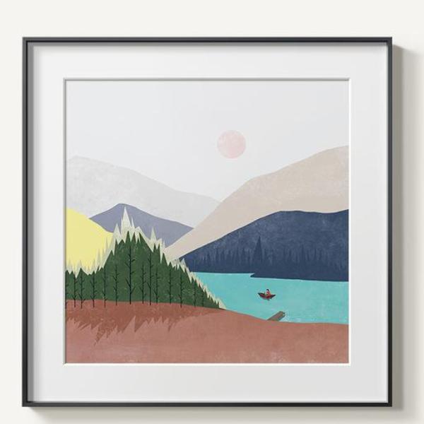 HorizonWhisper | Abstract Mountain View Wall Art