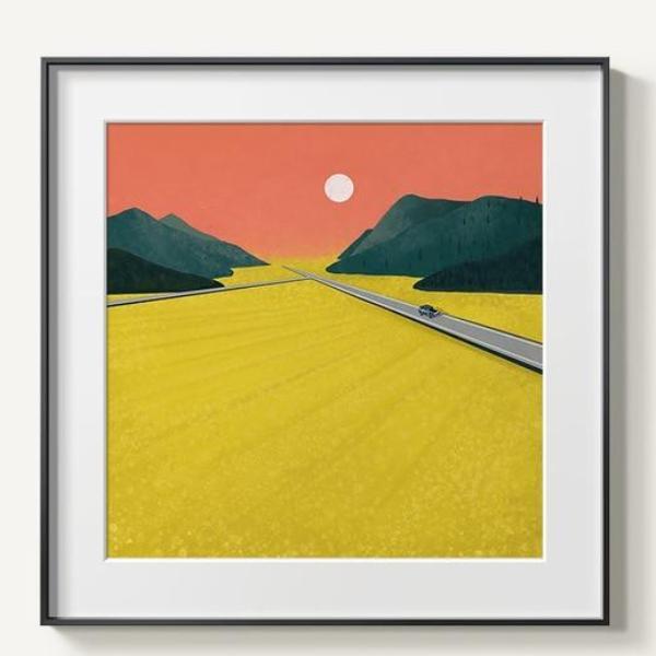 HorizonWhisper | Abstract Mountain View Wall Art