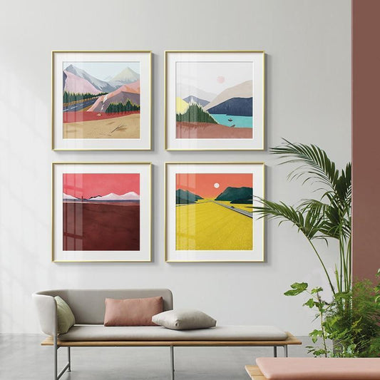 HorizonWhisper | Abstract Mountain View Wall Art